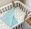 Set lenjerie de schimb pentru patut bebe 3 piese Crengute turcoise (3)